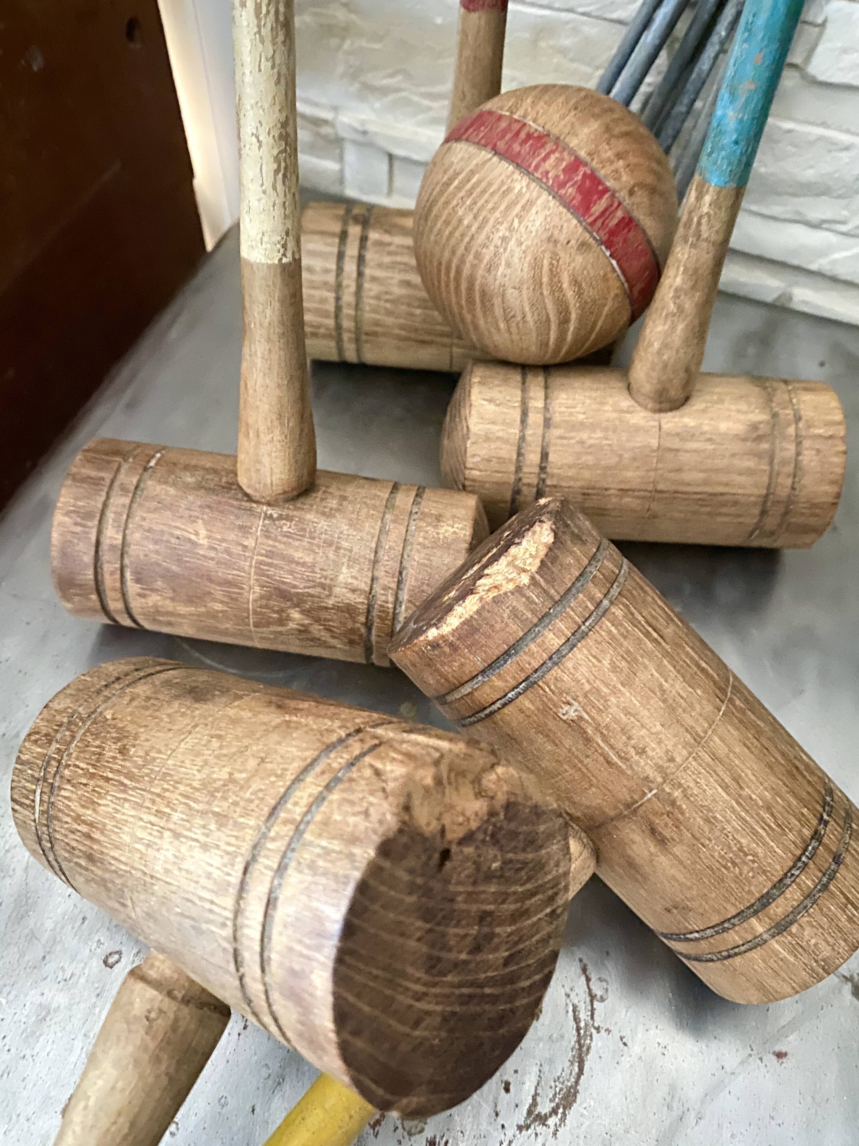 Old wooden croquet game