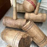 Old wooden croquet game
