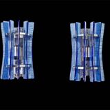 Veca appliques verre bleu structure chrome space âge , 1960s