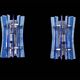 Veca wall lights blue glass chrome structure space age, 1960s