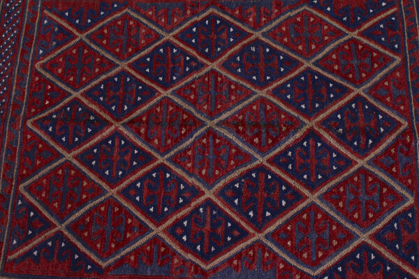 Tapis à franges gazak afghan à motif géométrique 116x113cm