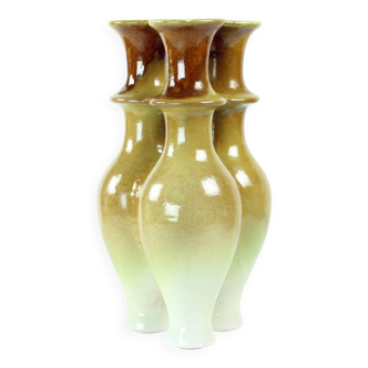 Vase triple en céramique, Tchécoslovaquie, années 1960