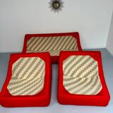 Living room sofa and 2 armchairs French design Steiner 70s vintage fabric