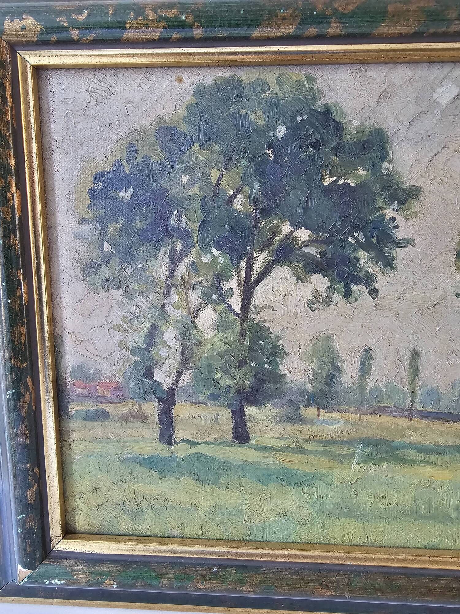 Oil painting on canvas - Impressionist rural landscape signed F Martin