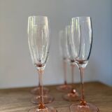 set of 6 vintage pink luminarc champagne flutes