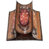 Pair of brutalist Accolay wall lights in copper and resin, 1960s