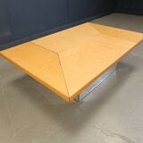 Vintage hidden bar coffee table by Paul michel in ash wood, 1970s