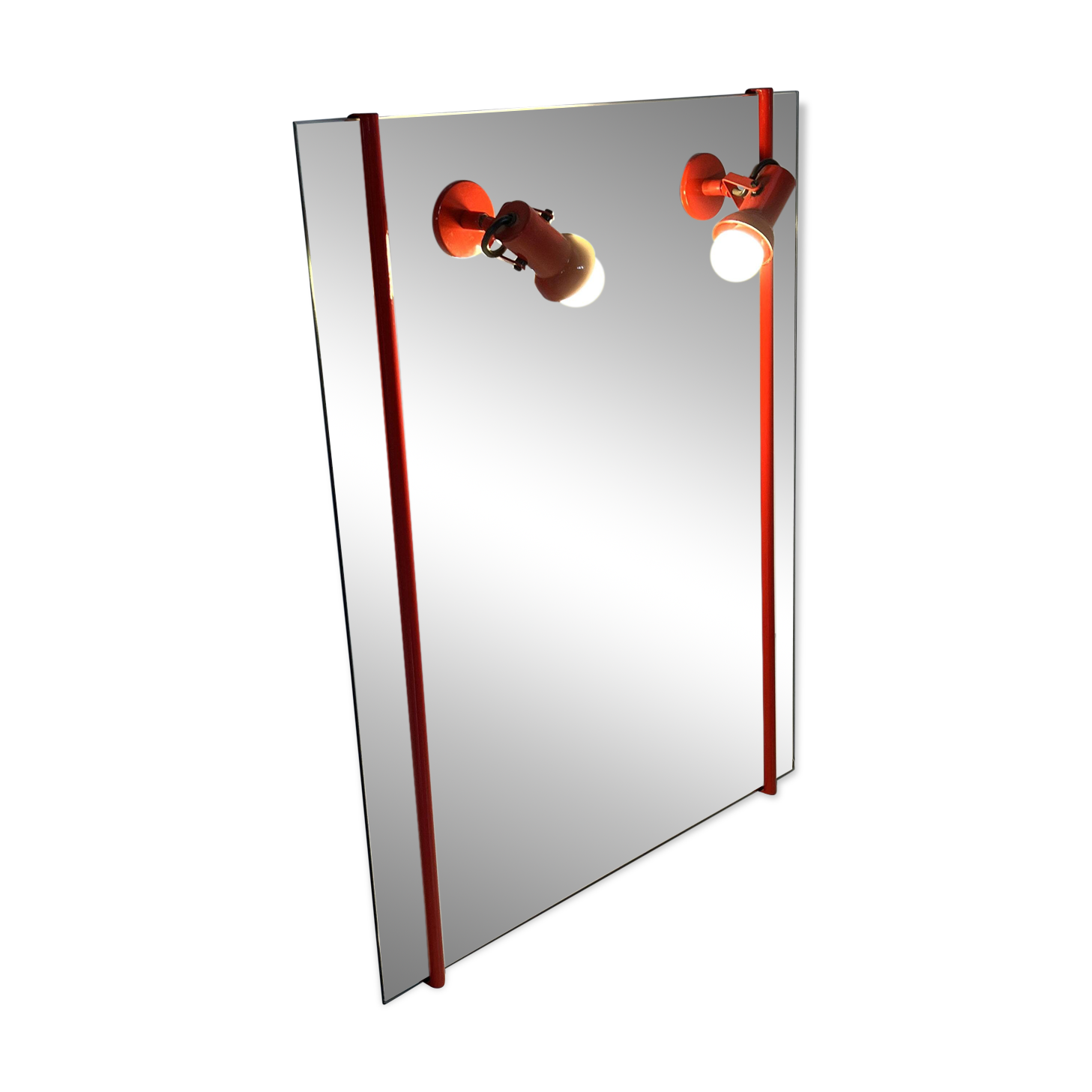 Mirror with adjustable red integrated bulbs, 1970