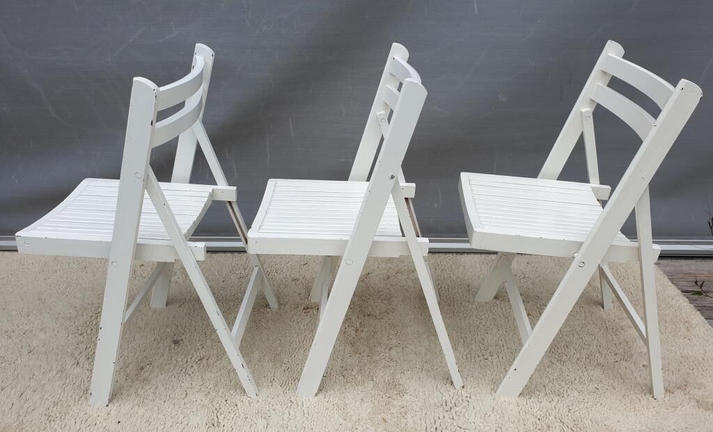 Set 3 folding chairs wood