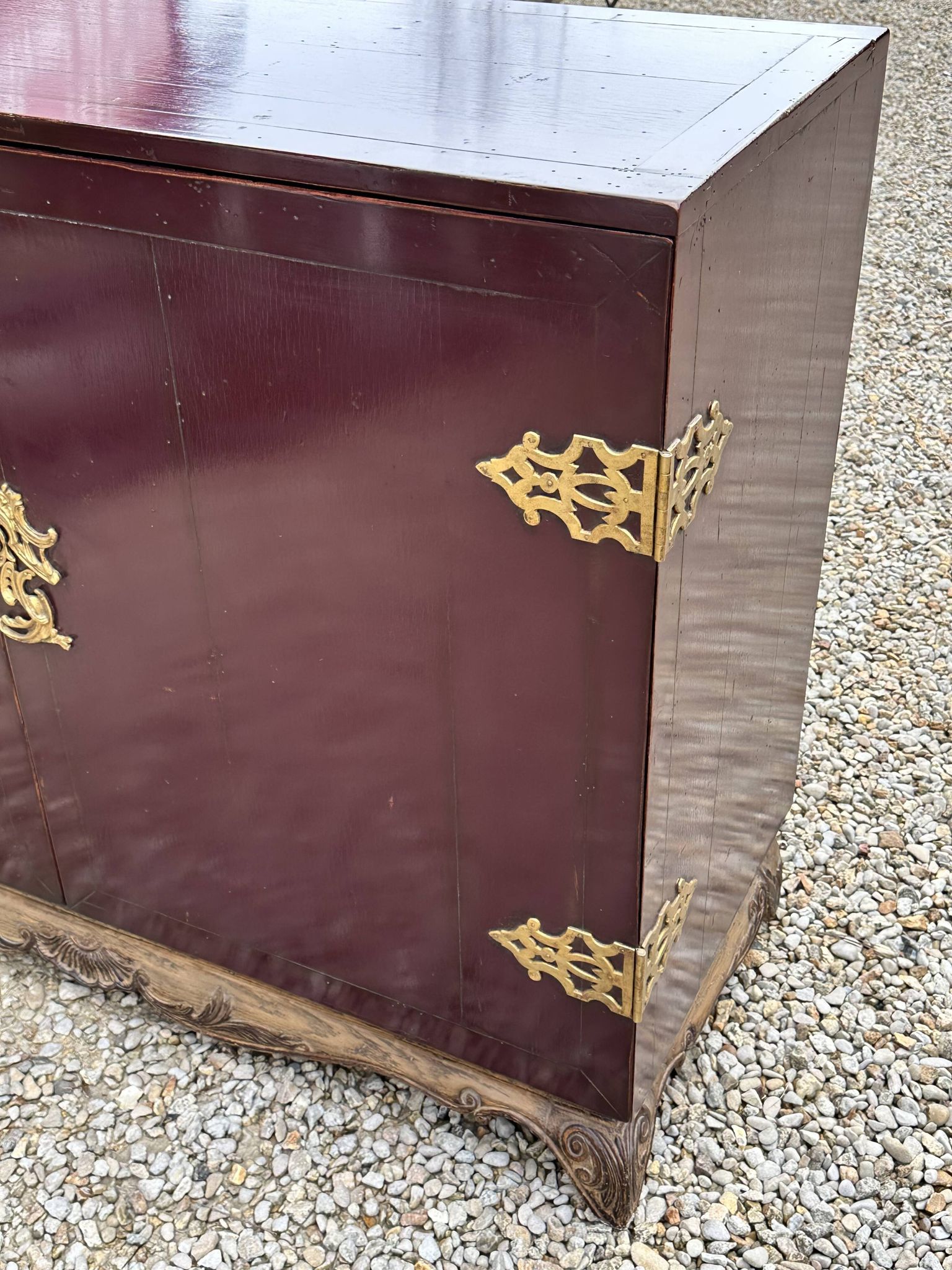 1950's lacquered wood and brass sideboard