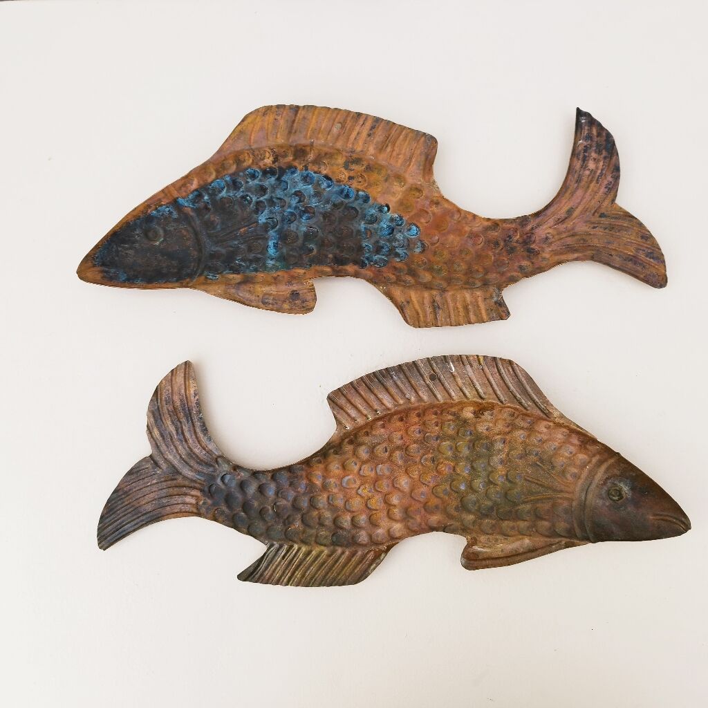 Poissons vénitiens cuivre décoration vintage