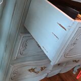 Aged blue patina chest of drawers