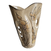 Large ceramic vase with floral pattern in the style of Vallauris.