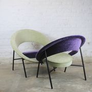 Pair of Burov "44" or "Saturne" armchairs by Geneviève Dangles and Christian Defrance