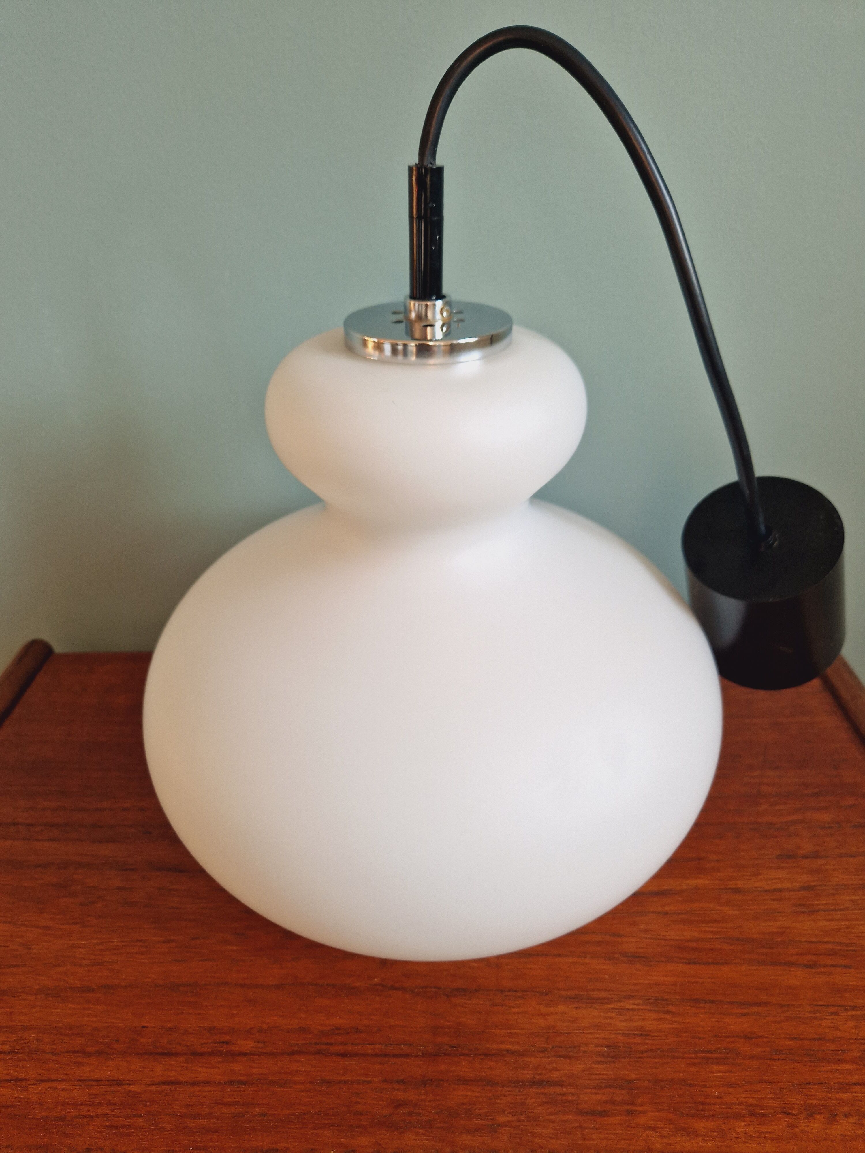 White opaline pendant lamp, Peill & Putzler, 70s