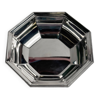Bol octogonal italien en métal argenté, années 1980