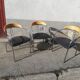 Set de 3 chaises vintage tissu bleu