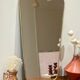 Irregular organic trapezoidal barber mirror vintage Eden gilded brass
