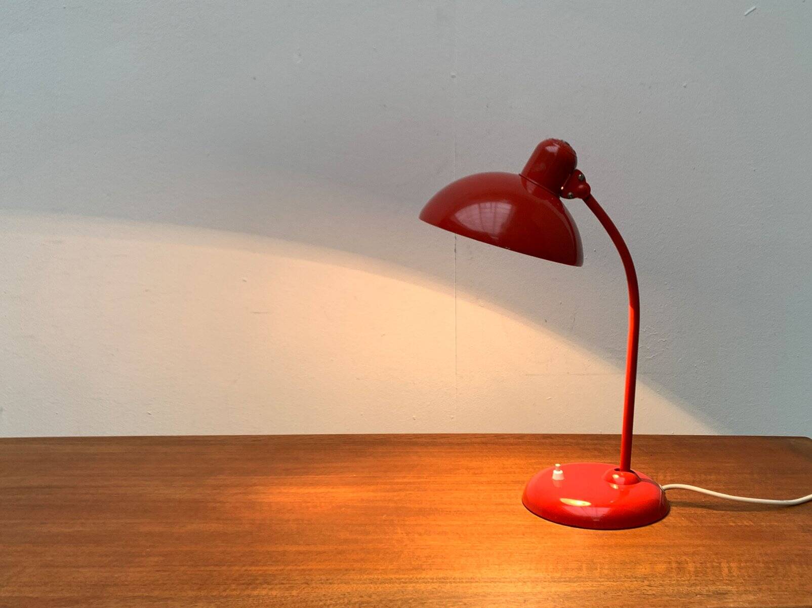 Red German table lamp mid-century 6556 by Christian Dell for Kaiser Idell, 1960s