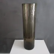 Vintage smoked bubble glass tube vase - Bendor glassware
