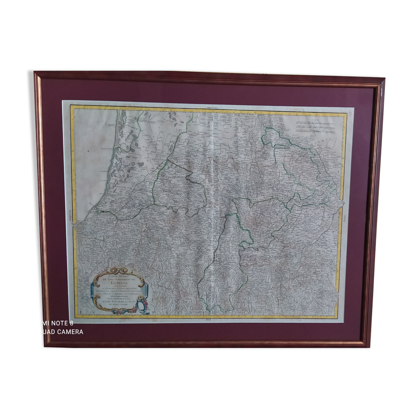 Carte ancienne de Guyenne par de Vaugondy vers 1753