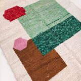 Moroccan Berber carpet beni ouarain ecru with colorful patterns 275x196cm
