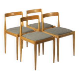 Set of 4 fully restored dining chairs produced by Drevotvar, Czechoslovakia, 1960s Kvadrat Fabric