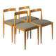 Set of 4 fully restored dining chairs produced by Drevotvar, Czechoslovakia, 1960 Kvadrat Fabric
