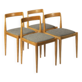 Set of 4 fully restored dining chairs produced by Drevotvar, Czechoslovakia, 1960 Kvadrat Fabric