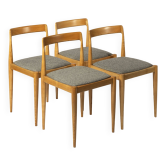 Ensemble de 4 chaises de salle à manger entièrement restaurées produites par Drevotvar, Tchécoslovaquie, 1960 Kvadrat Fabric