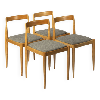 Set of 4 fully restored dining chairs produced by Drevotvar, Czechoslovakia, 1960s Kvadrat Fabric