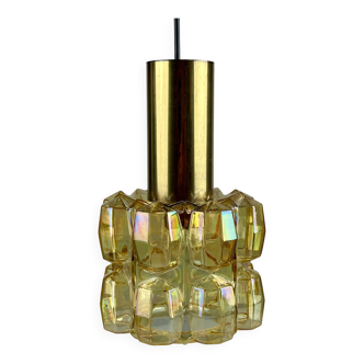 60er 70er Jahre Deckenlampe Glashütte Limburg Germany Glas & Messing Space