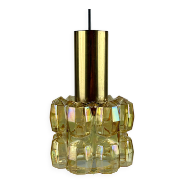 60er 70er Jahre Deckenlampe Glashütte Limburg Germany Glas & Messing Space