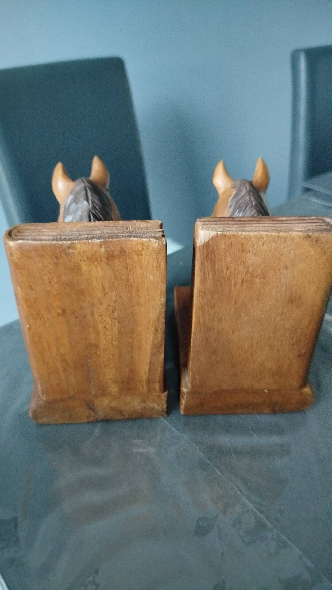 Wooden horse bookends