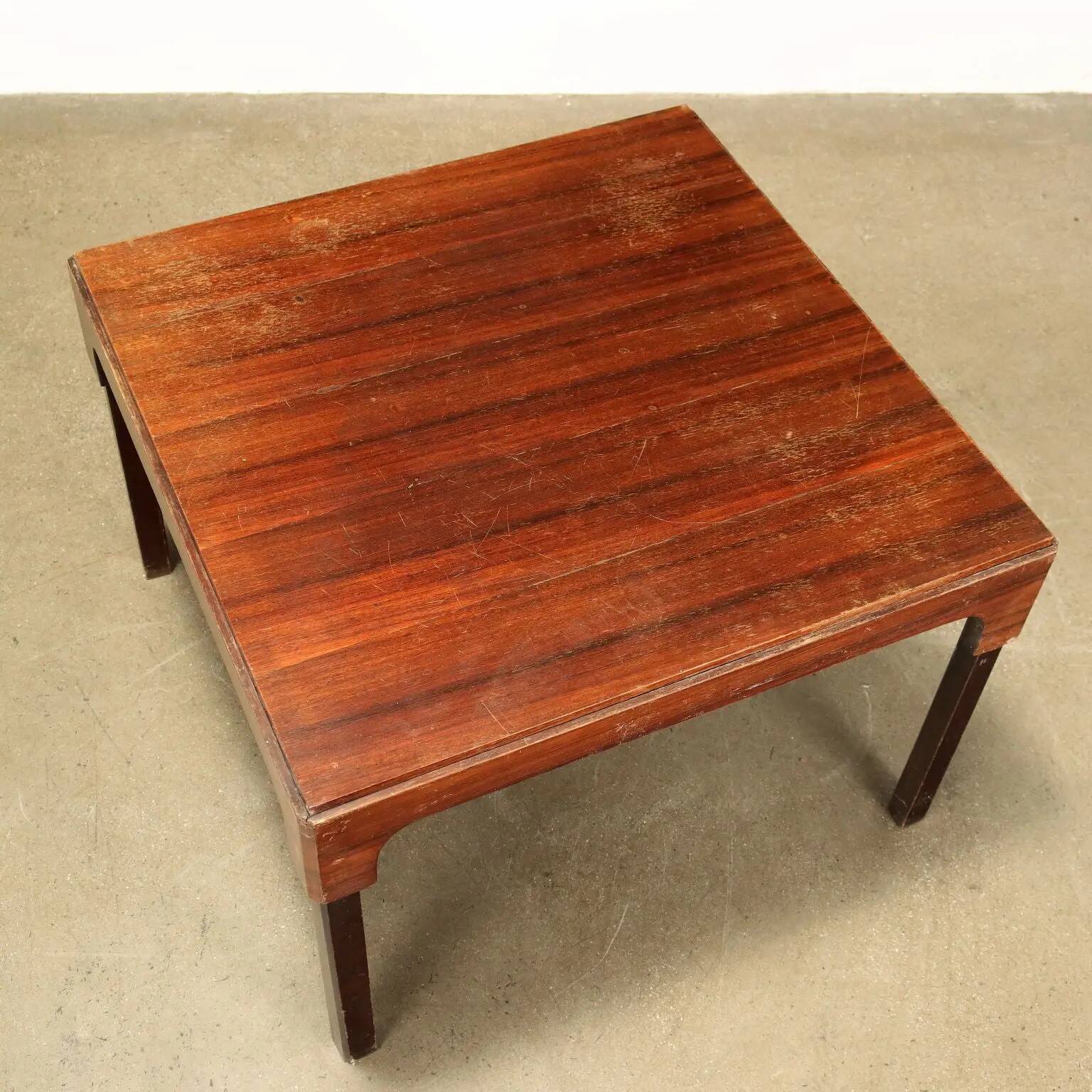 Vintage coffee table in veneered exotic wood, Italian design, 1960s.