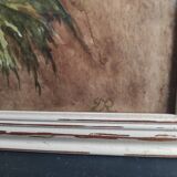 French watercolour of flowers, poppies, signed DR