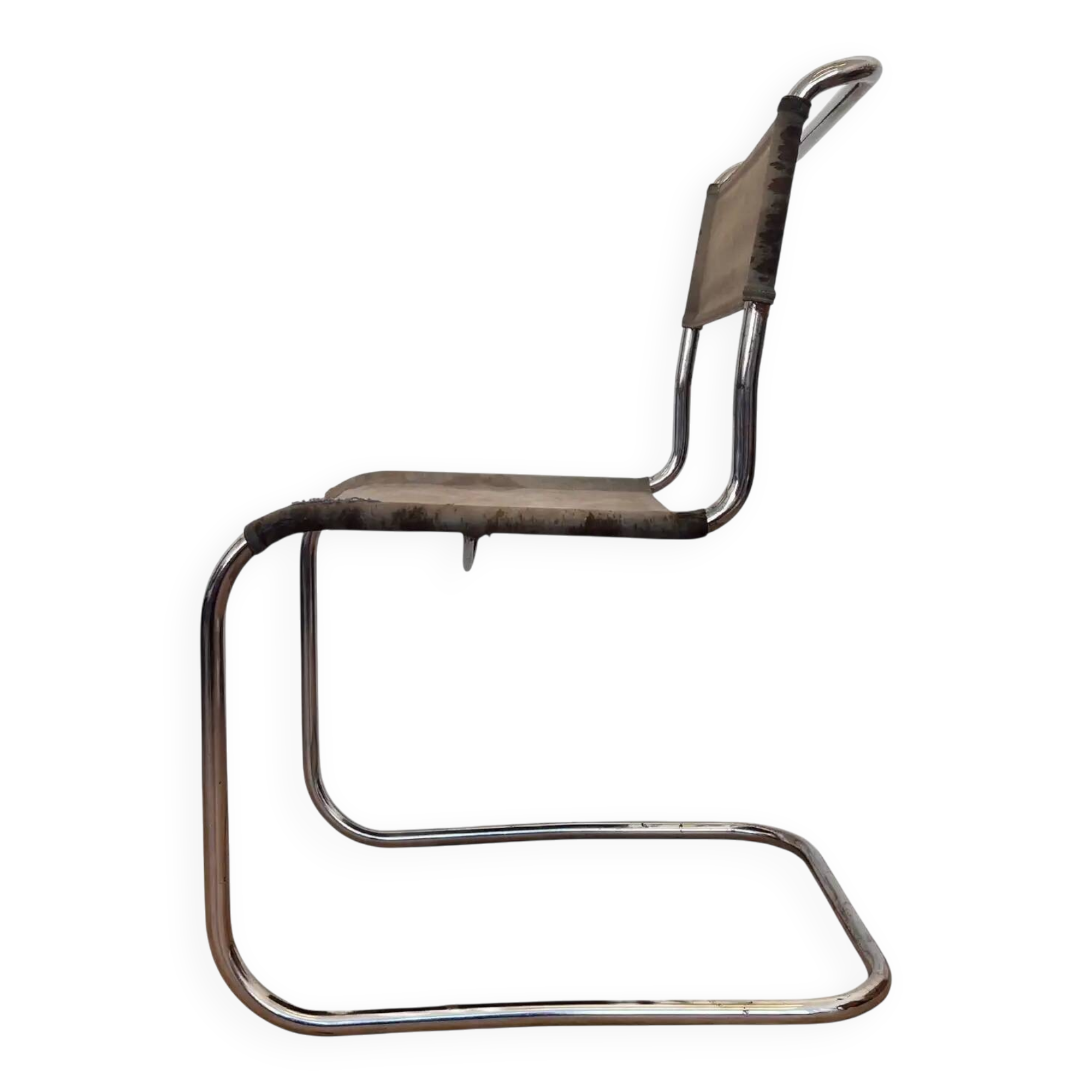Tubular steel chrome Bauhaus chair / Thonet, Mart Stam, 1930 (Eisengarn)