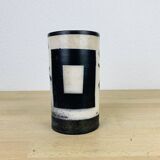 Scroll vase geometric decor, raku