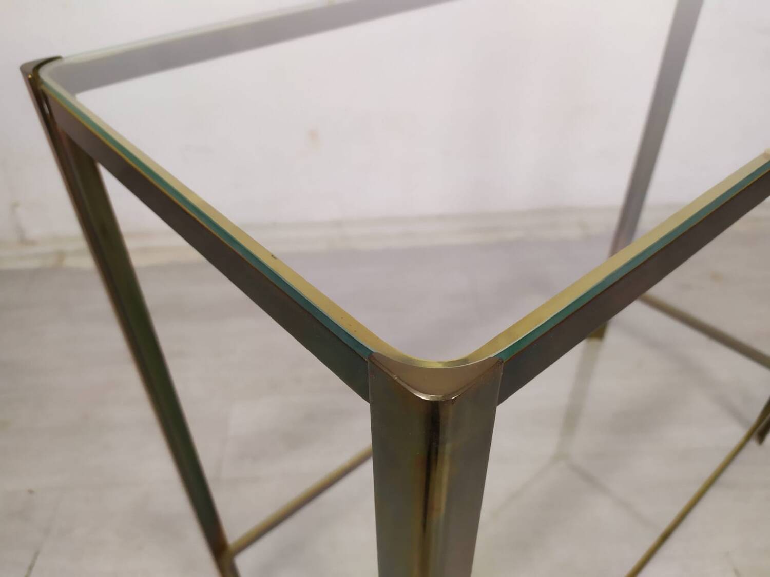 Brass glass console