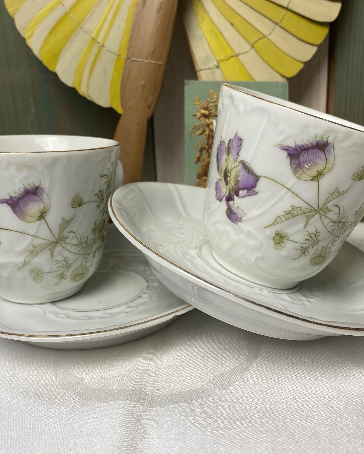Duo of antique coffee cups