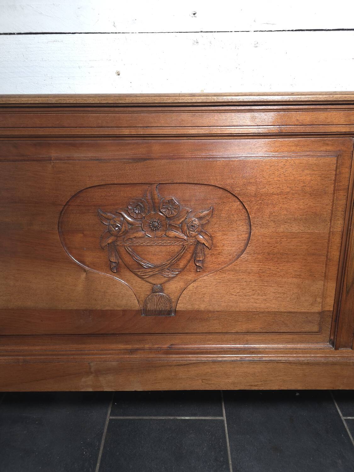Art Deco walnut headboard