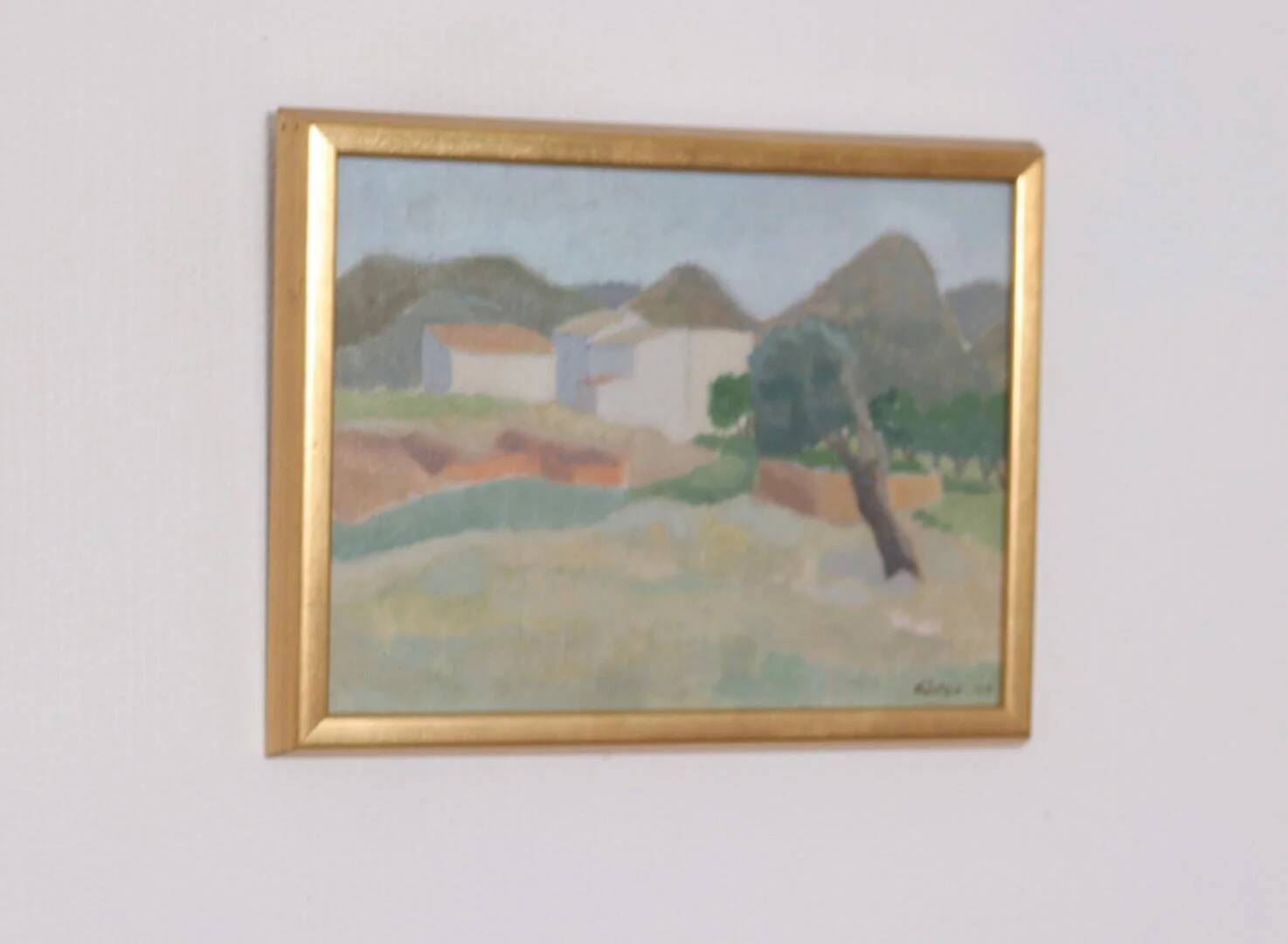 Original Swedish Oil on Panel – “Mountain Village” by Anna Küntzel
