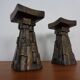 Large Brutalist German Bronze Candleholders, 1960s, Set of 2