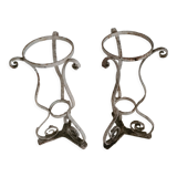 Pair of old pot holders in original cast iron / patina