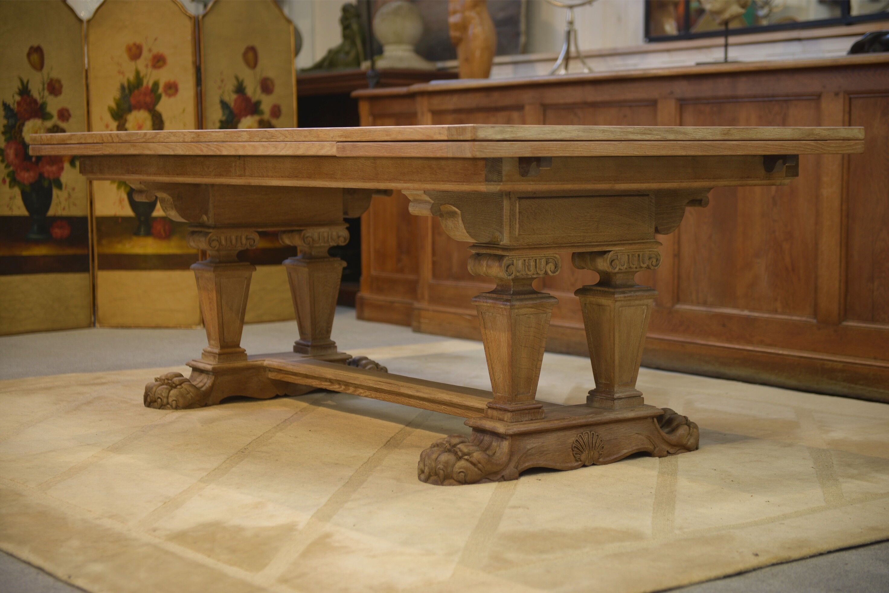 Large sculptural oak table from the 1950s.