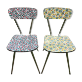 Duo of chairs formica patterns flowers graffiti