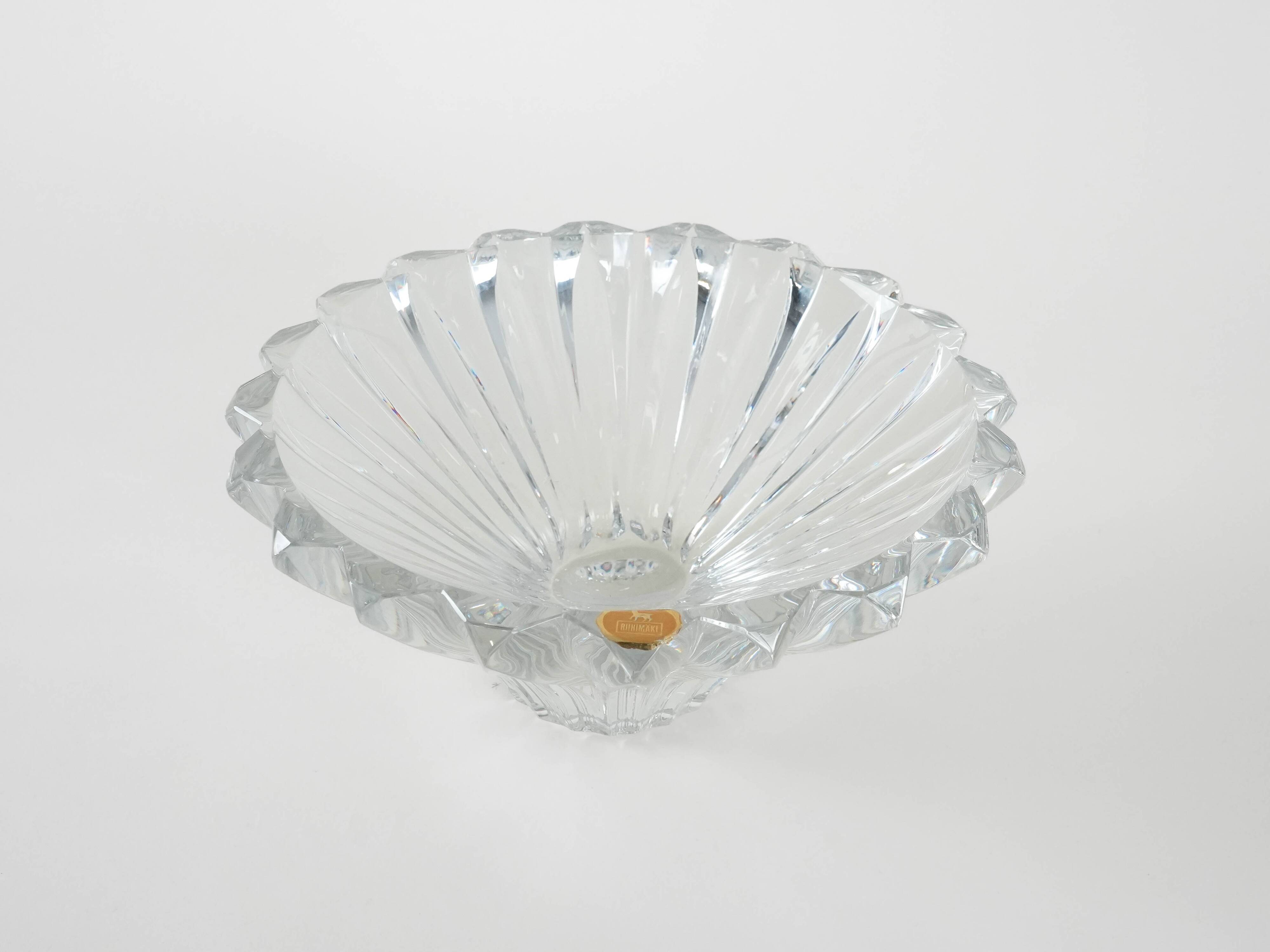 Glass bowl, Finnish design, 1970s, manufactured by Riihimäen Lasi