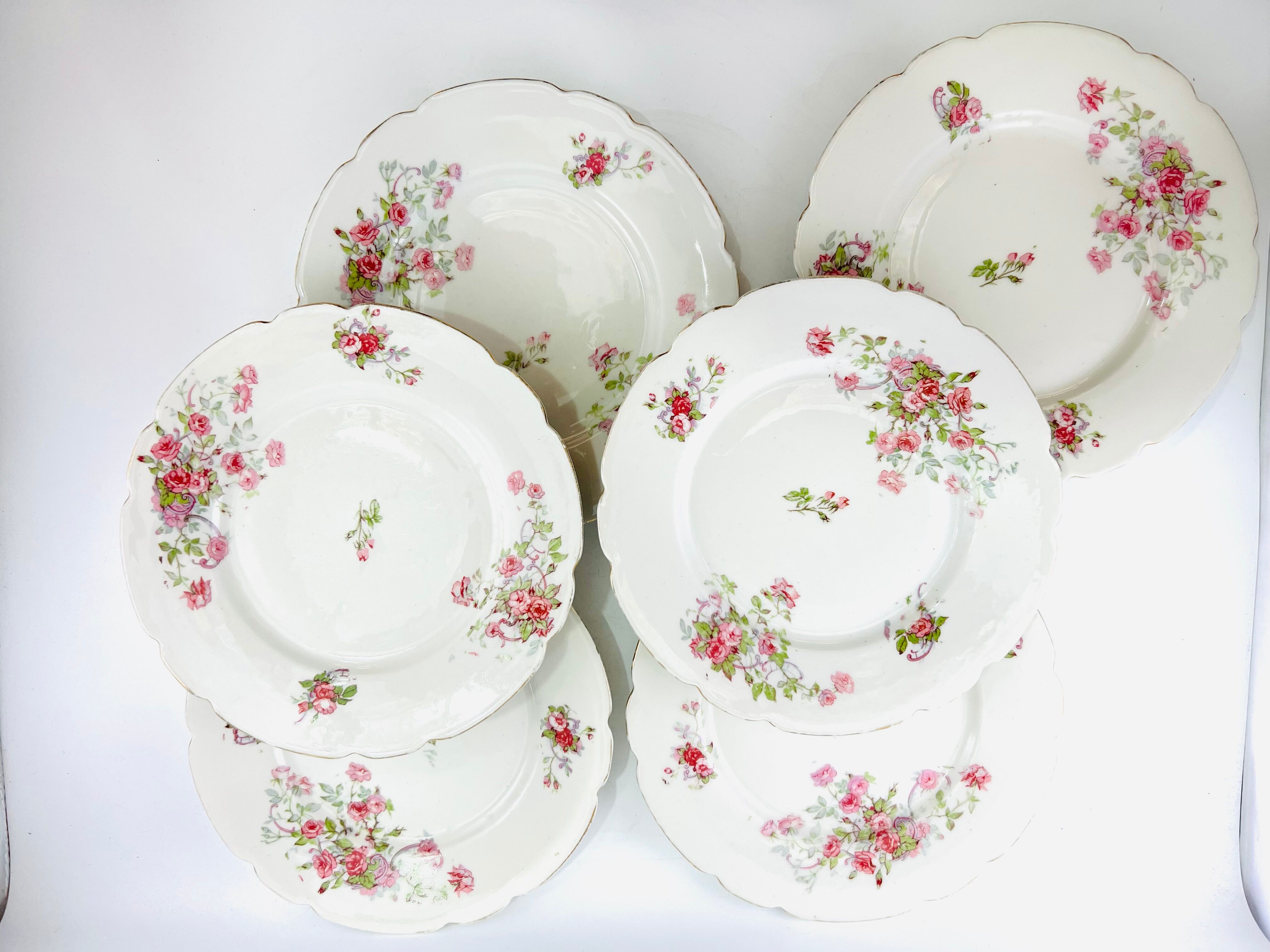 6 flower dessert plates