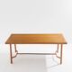 Jacques Adnet dining table oak red leather brass 1950