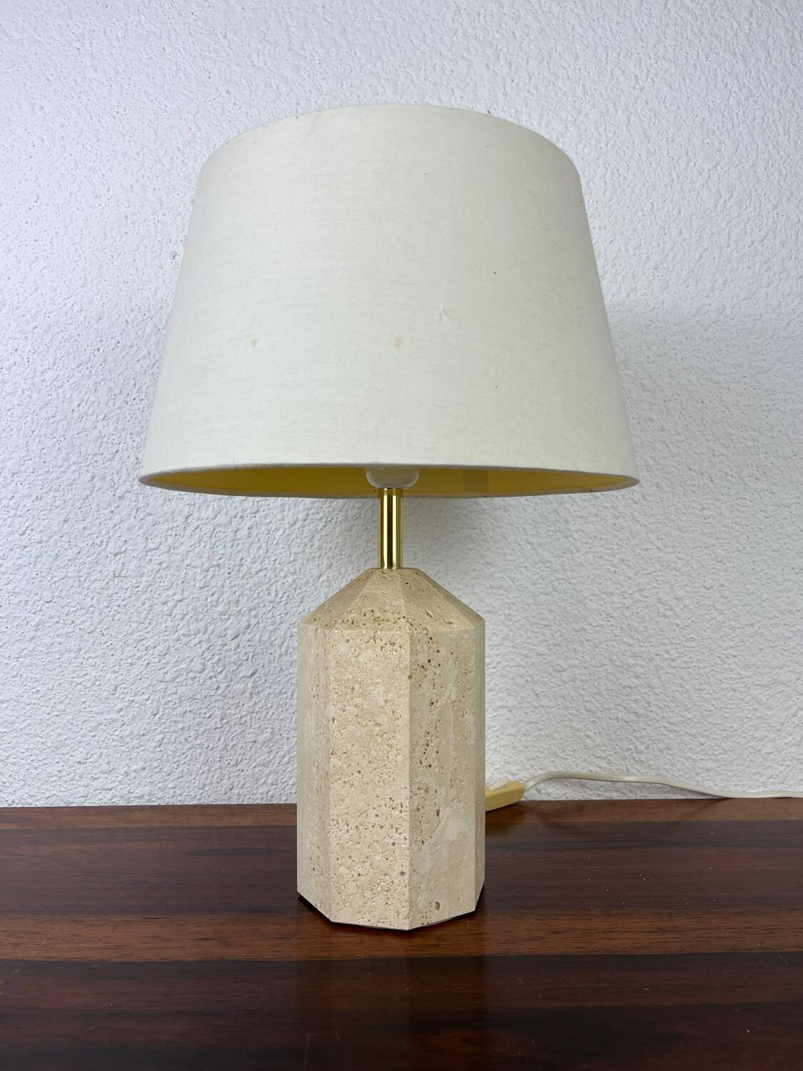 Lampe en travertin, années 80